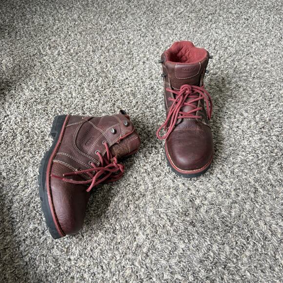 Keen Shoes - Keen Utility Boots Women Red Seattle Waterproof 6" Steel Toe Work Gorpcore Sz 7